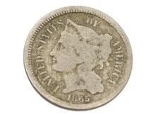 1865 Nickel 3 Cent Coin