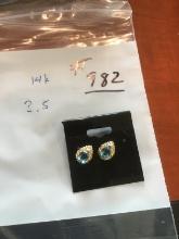 14K Gold Earrings with stones, 3.5 grams total weight