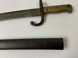 ANTIQUE FRENCH CHASSEPOT MODEL 1866 YATAGHAN SWORD BAYONET MATCHING NUMBERS