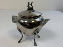 VINTAGE GERMAN 800 SILVER DECORATED BOWL WITH LID