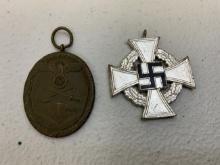 WWII NAZI GERMANY WEST WALL AND LONG SERVICE MEDALS LOT OF 2