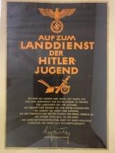 GERMANY THIRD REICH ORIGINAL WWII PERIOD HITLER YOUTH POSTER FRAMED