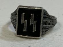 800 SILVER AND ENAMELS GERMAN SS RUNES RING