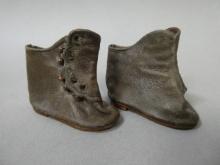 Antique German Leather Brown Doll Shoe Boots