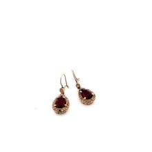 Teardrop Vermeil Earrings w/red stones