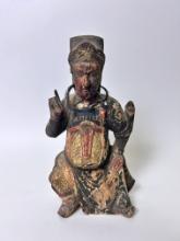 Chinese Warrior Wood with Hair Polychrome