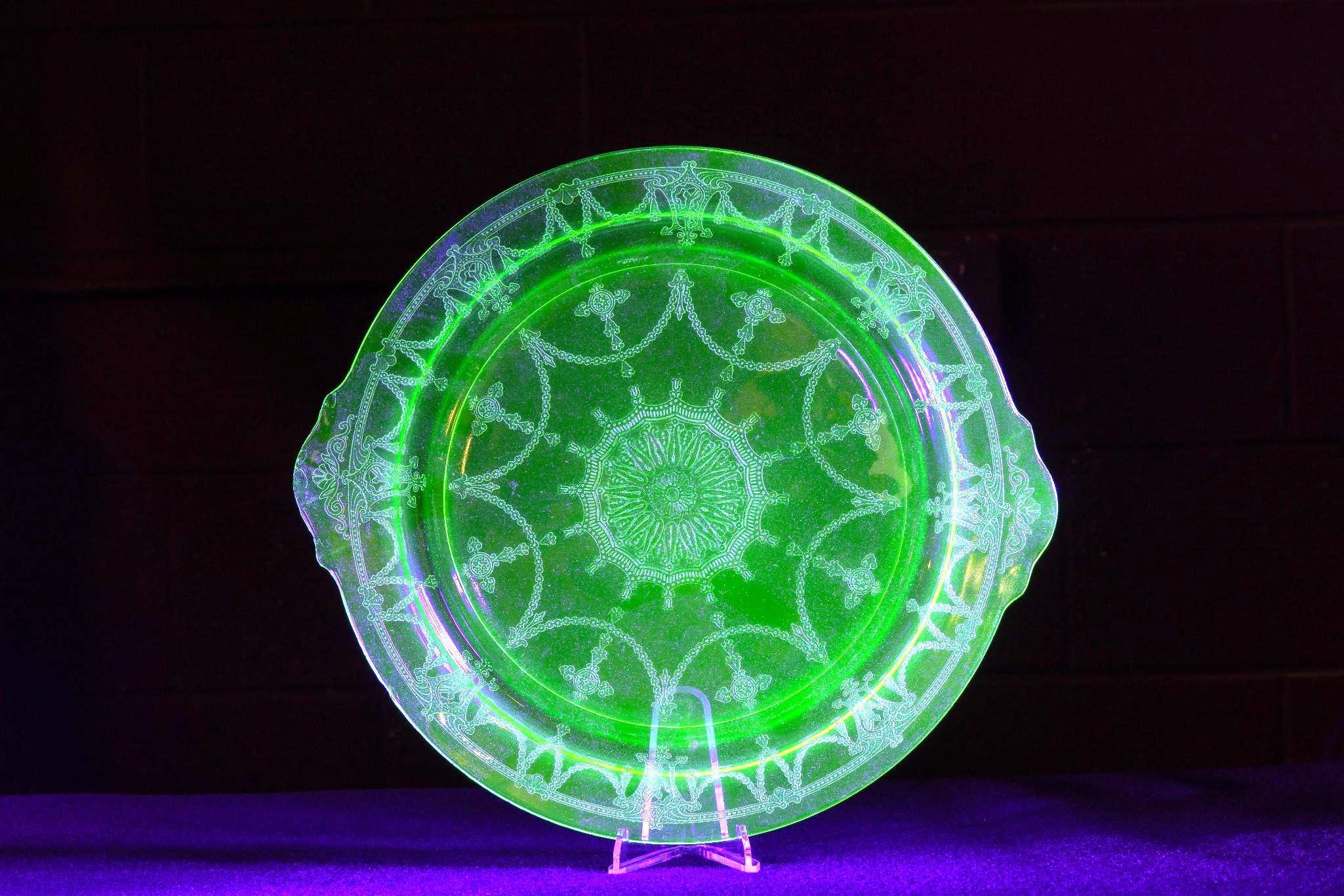 Uranium Glass Ornamental Serving Dish