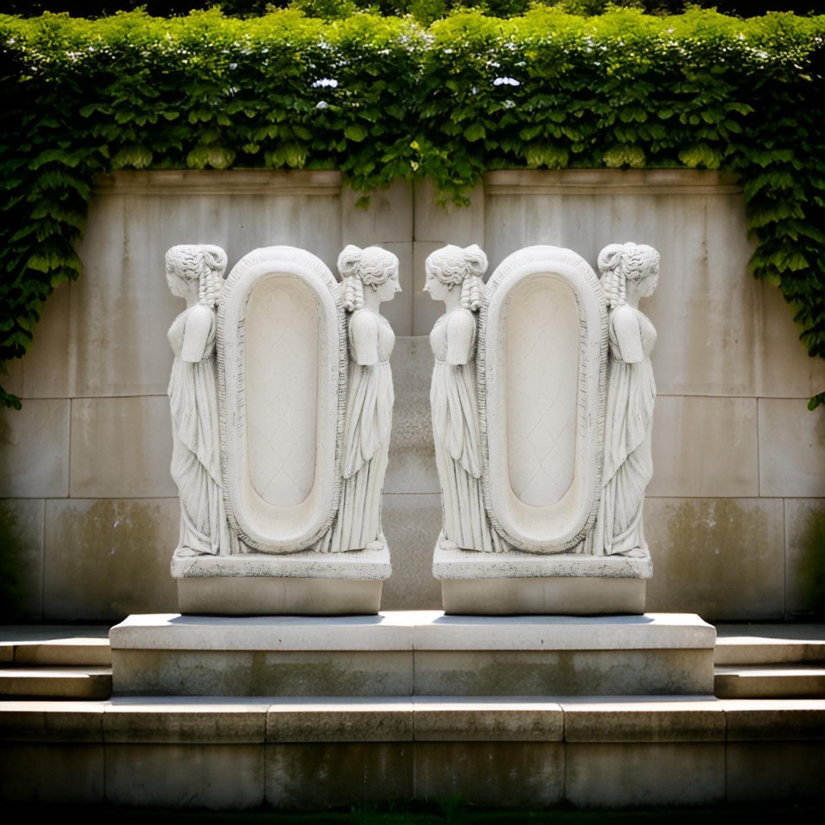 Stunning Pair Of Figural Cement Garden Statues