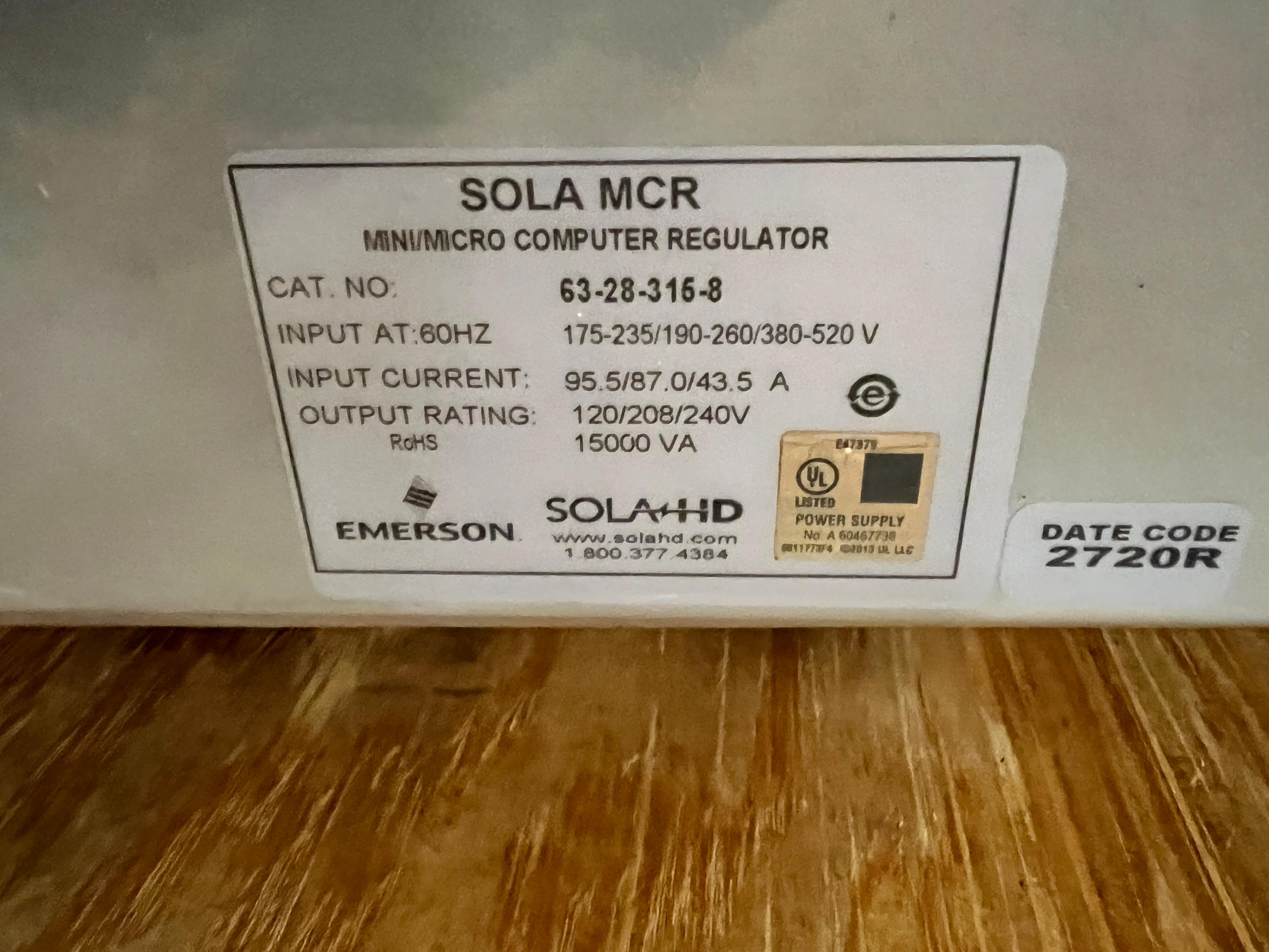 New Sola Constant Voltage Power Conditioner Part Number 63-28-315-8