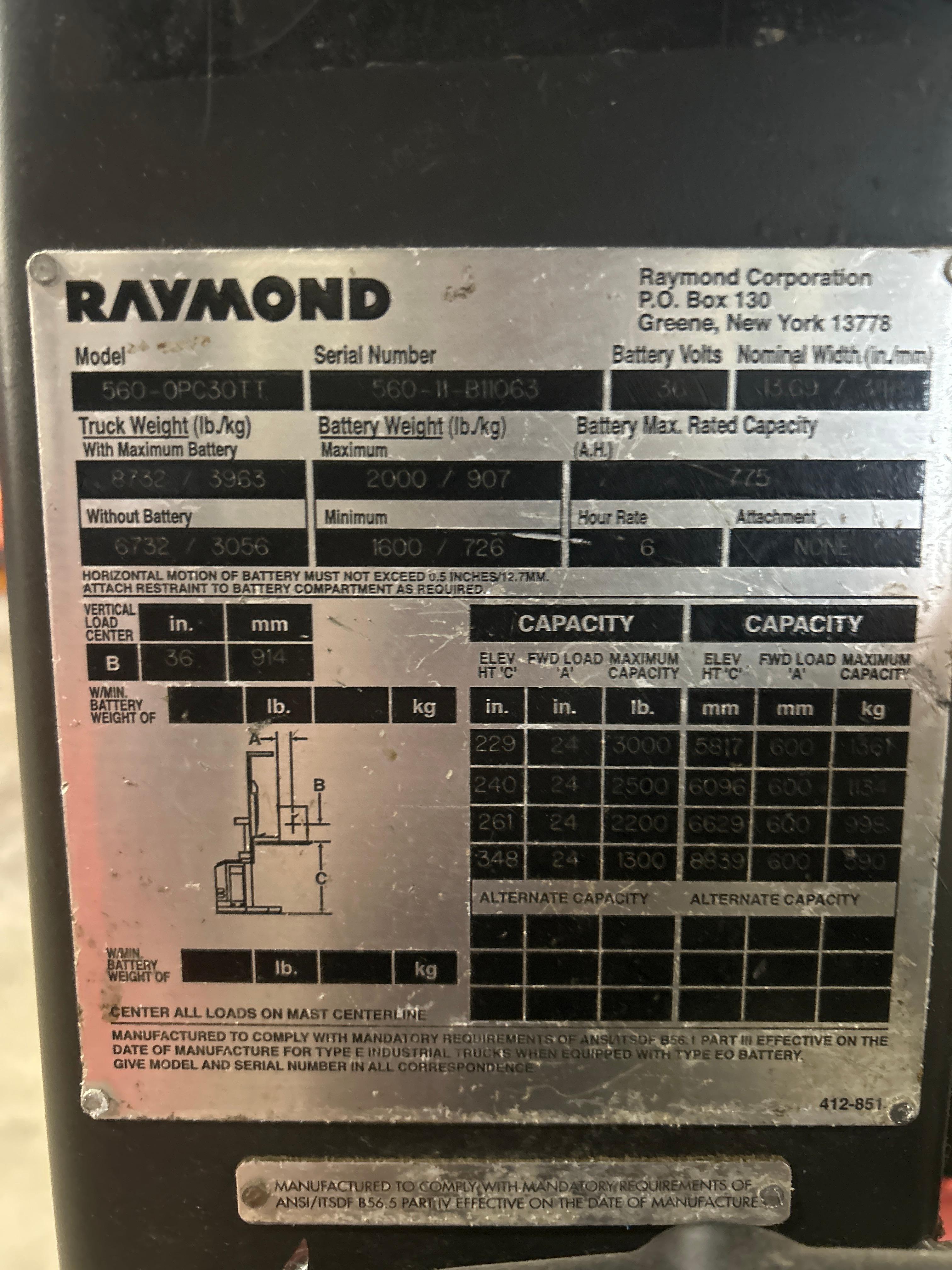 Wire Guided Raymond Order Picker Model 560-opc30tt