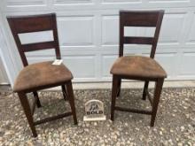 2 Wooden Hightop Chairs