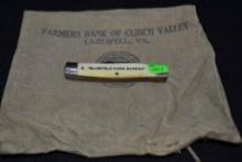(2) Pieces - Bluefield Farm Bureau Knife & Farmers Bank Of Clinch Valley, Tazewell Va Bank Bag