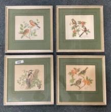 4 Antique EA Riba Co Framed Bird Prints