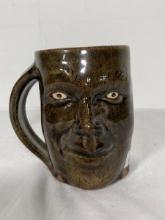 Folk Art Pottery Face Mug Signed MB South Carolina
