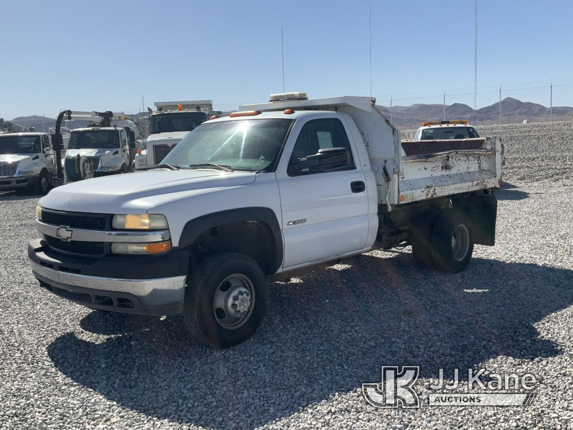 (Las Vegas, NV) 2002 Chevy 3500 Dump Truck, Taxable Body & Interior Damage, Runs & Moves