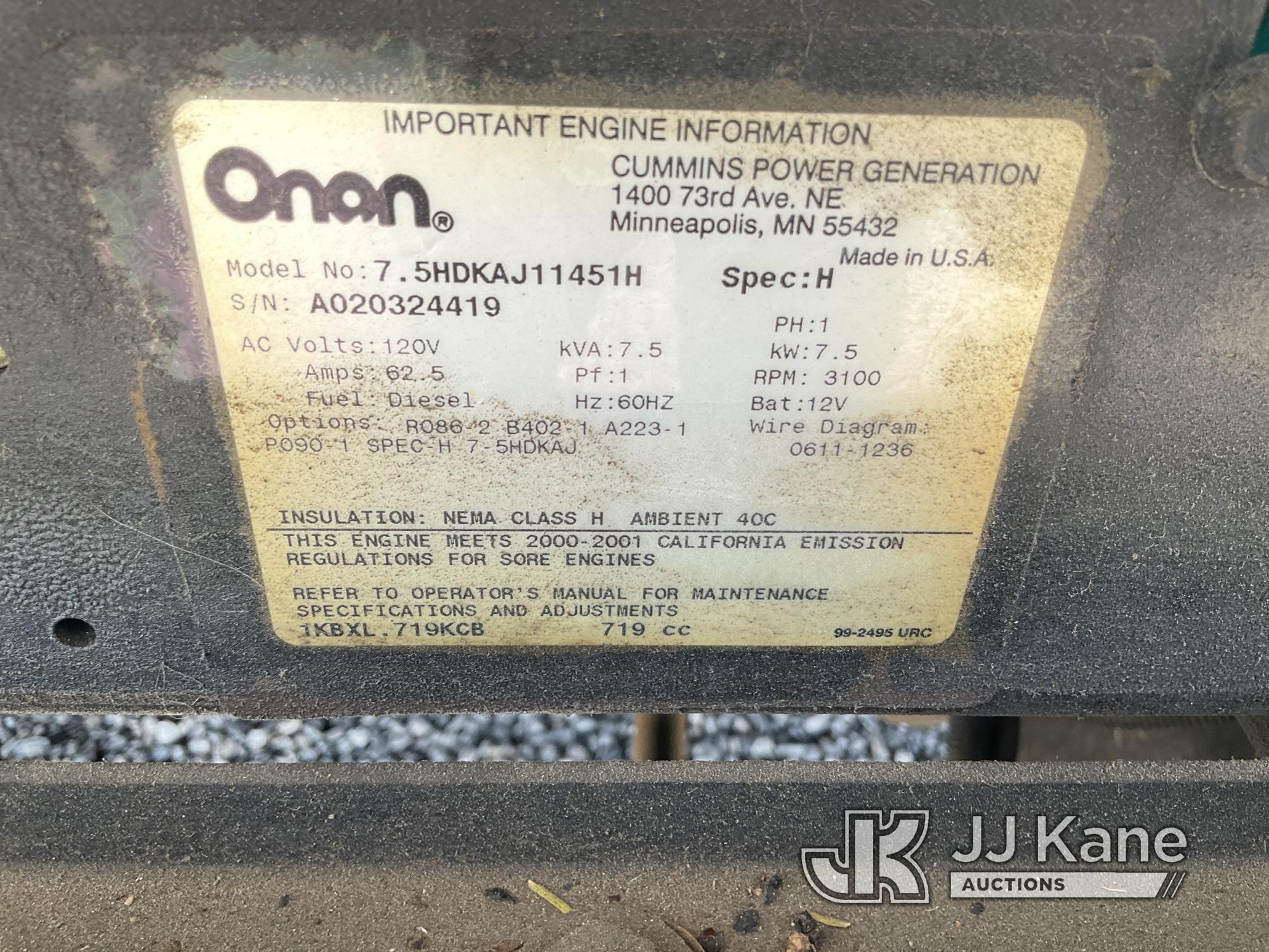 (Las Vegas, NV) 2002 Ford E450 CSI Unit, Onan Generator 0,307 Hrs. Runs & Moves