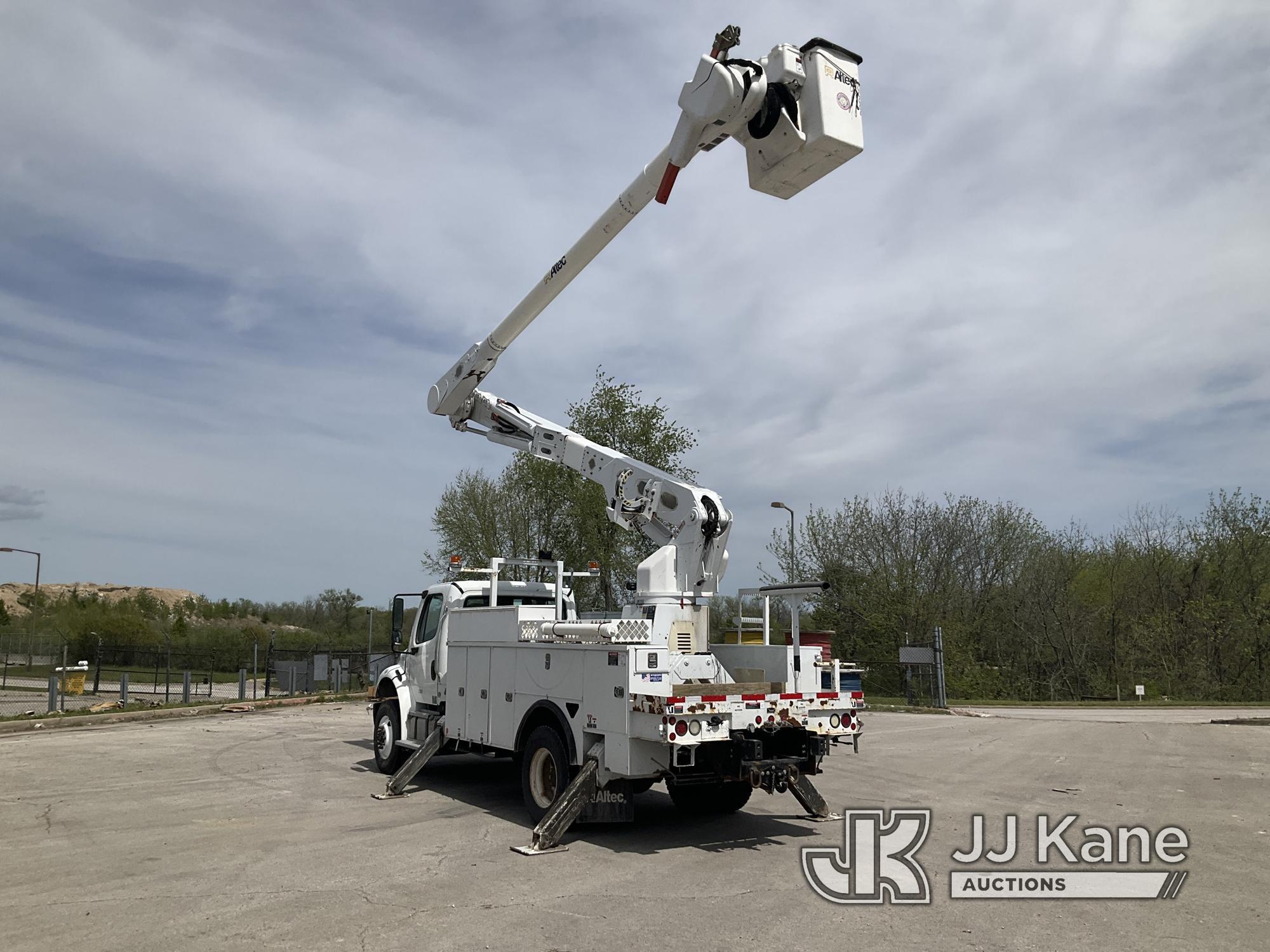 (Kansas City, MO) Altec AA55-MH, Over-Center Material Handling Bucket Truck rear mounted on 2014 Fre