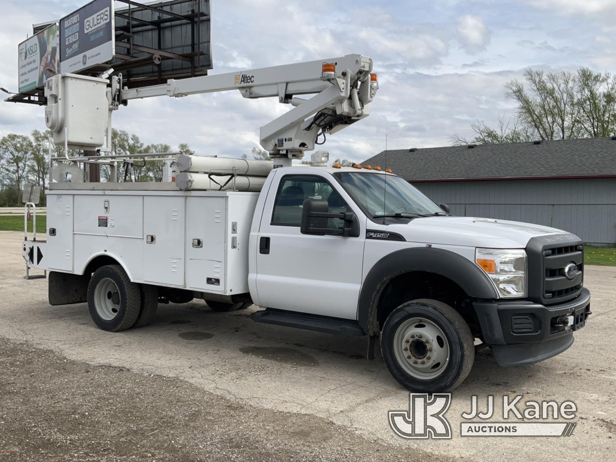 (South Beloit, IL) Altec AT200-A, Telescopic Bucket Truck mounted behind cab on 2013 Ford F450 Servi