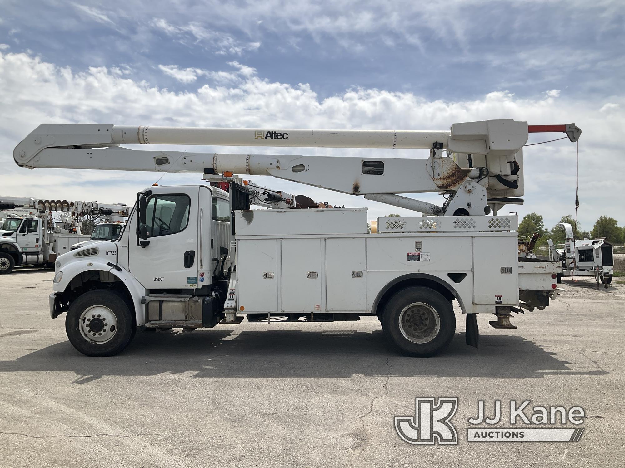 (Kansas City, MO) Altec AA755-MH, Material Handling Bucket Truck rear mounted on 2014 Freightliner M