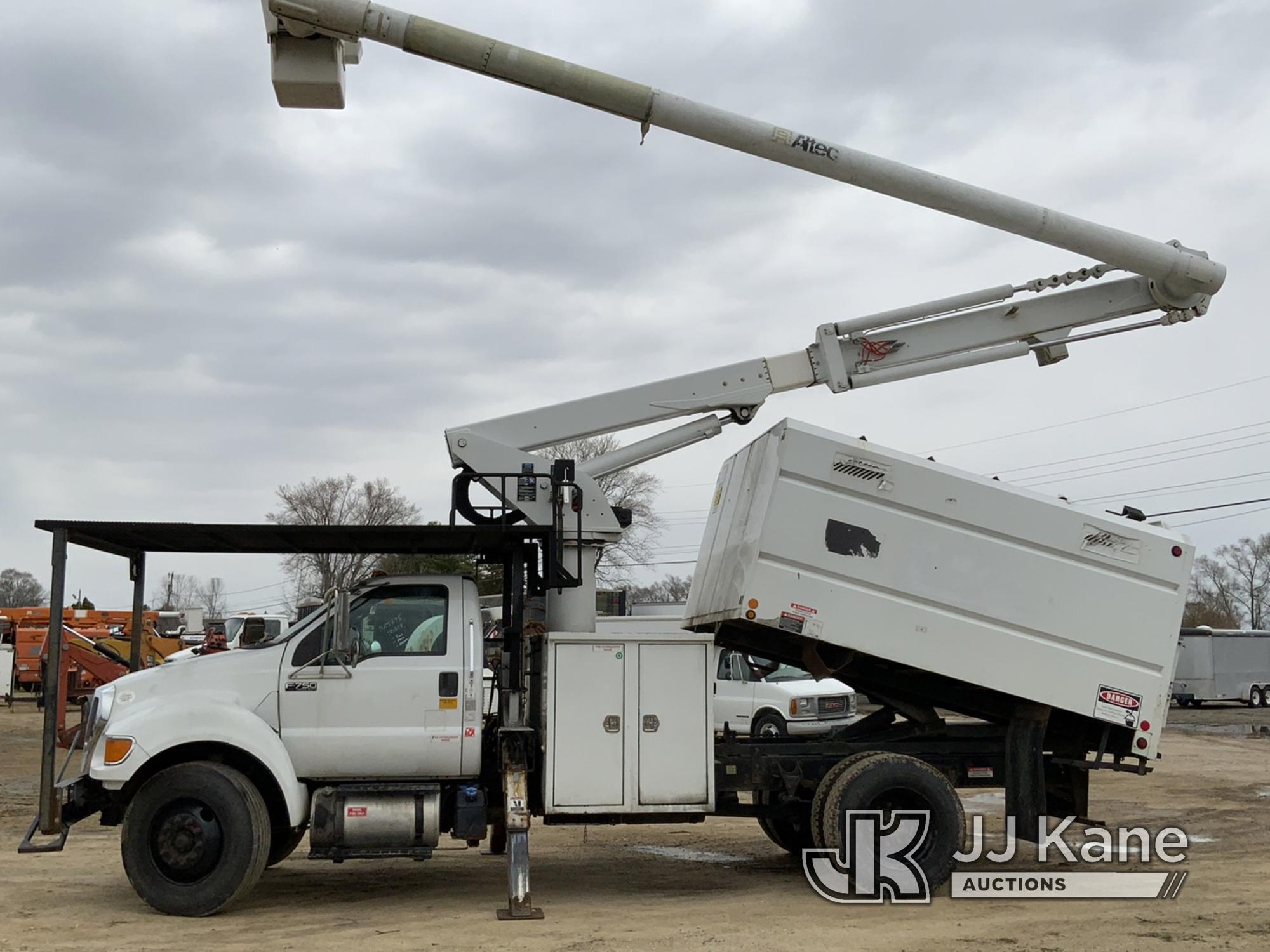 (South Beloit, IL) Altec LR756, Over-Center Bucket Truck mounted behind cab on 2013 Ford F750 Chippe