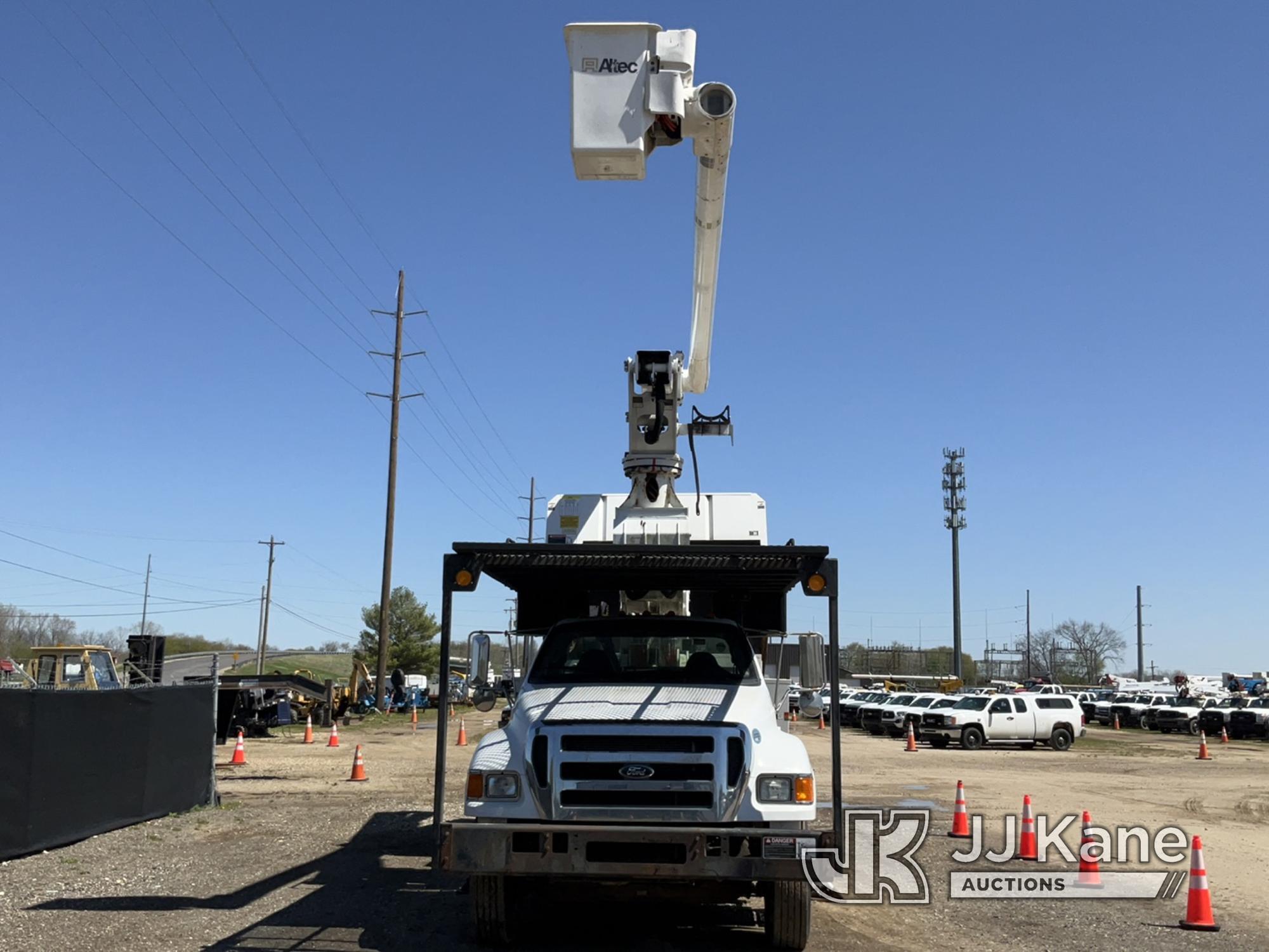 (Charlotte, MI) Altec LR760E70, Over-Center Elevator Bucket Truck mounted behind cab on 2013 Ford F7