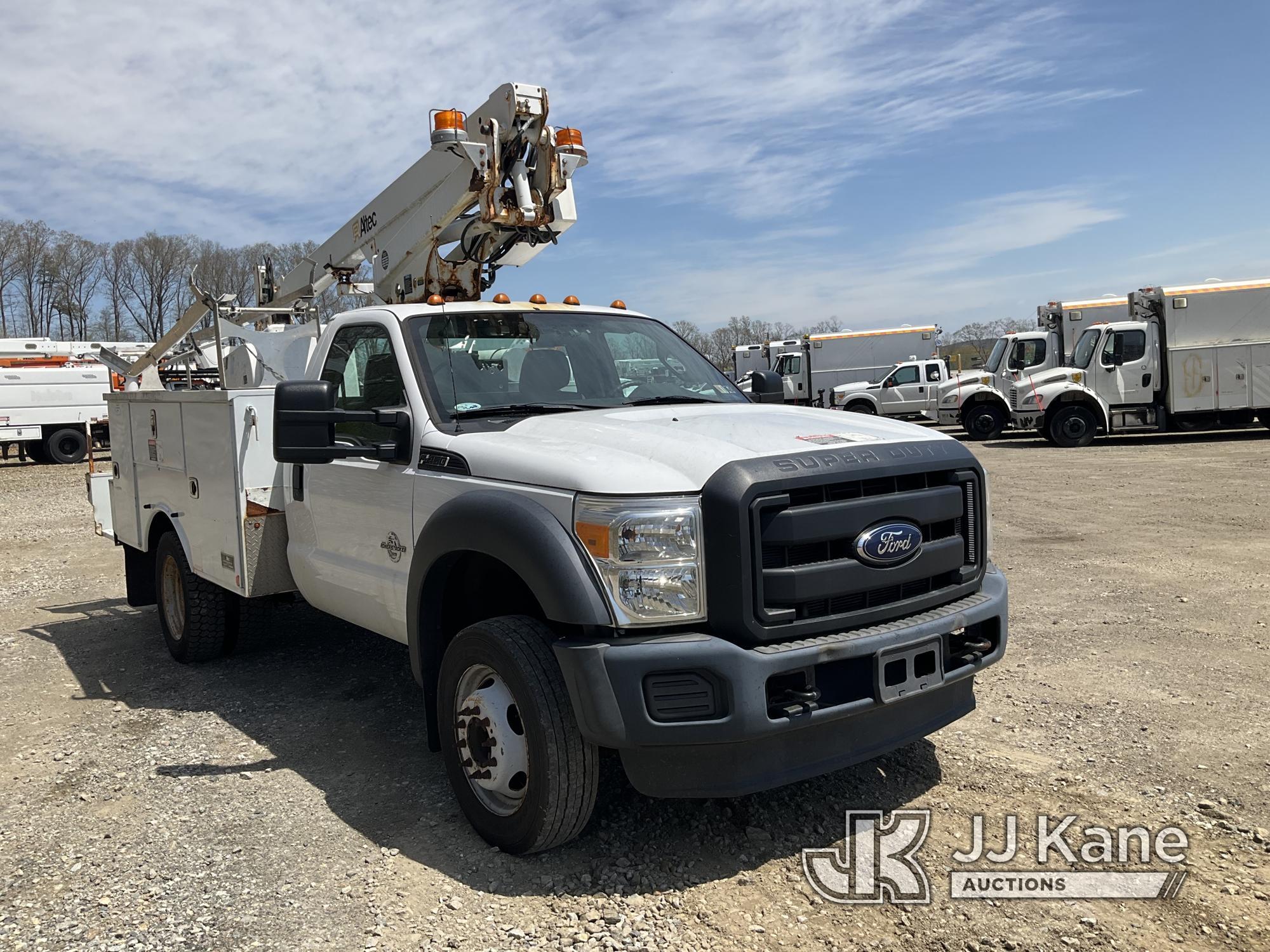 (Shrewsbury, MA) Altec AT200A, Telescopic Non-Insulated Bucket Truck mounted behind cab on 2014 Ford