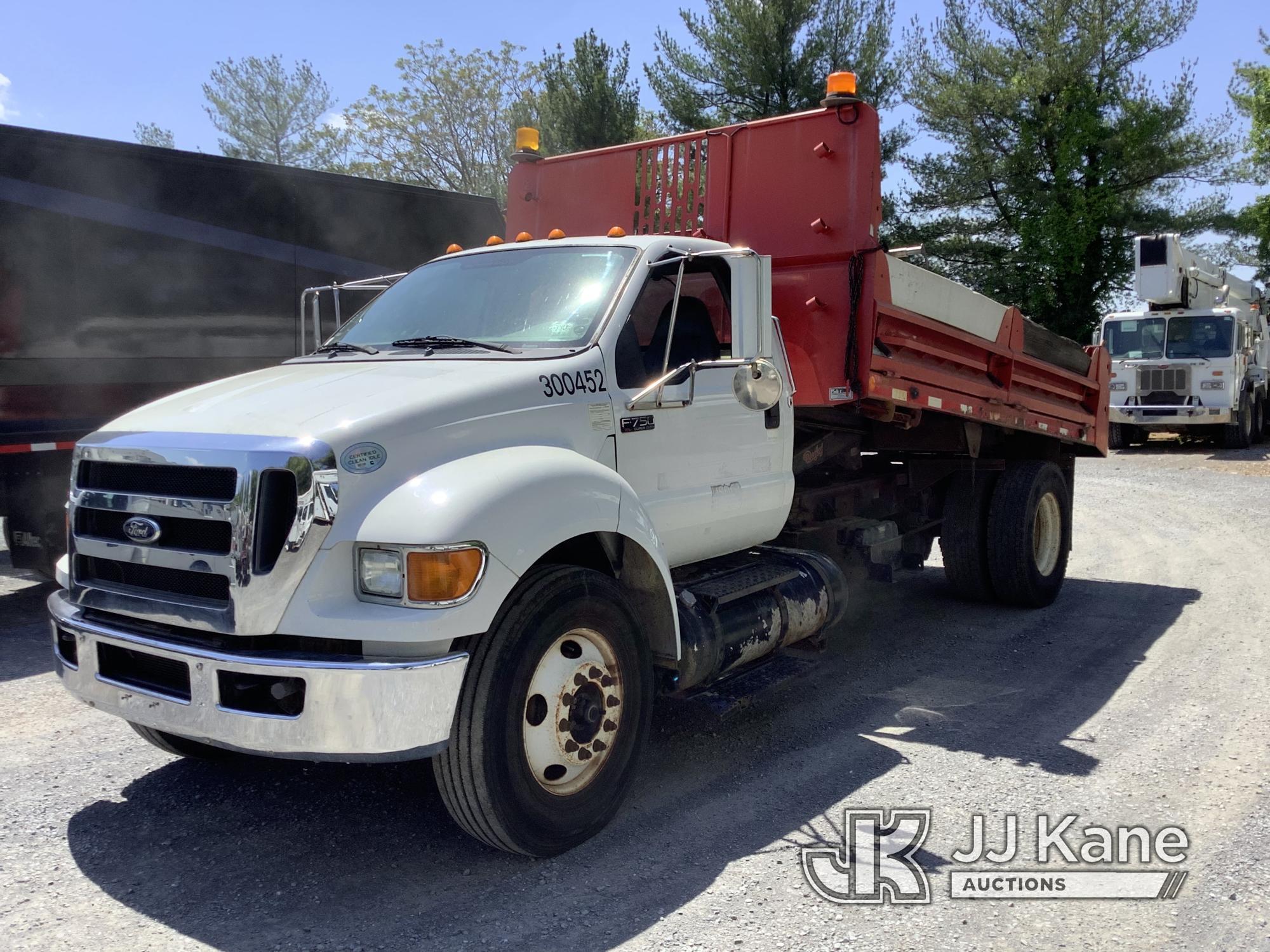 (Frederick, MD) 2012 Ford F750 Dump Truck Runs, Moves & Operates, Check Engine Light On, Reduced Pow