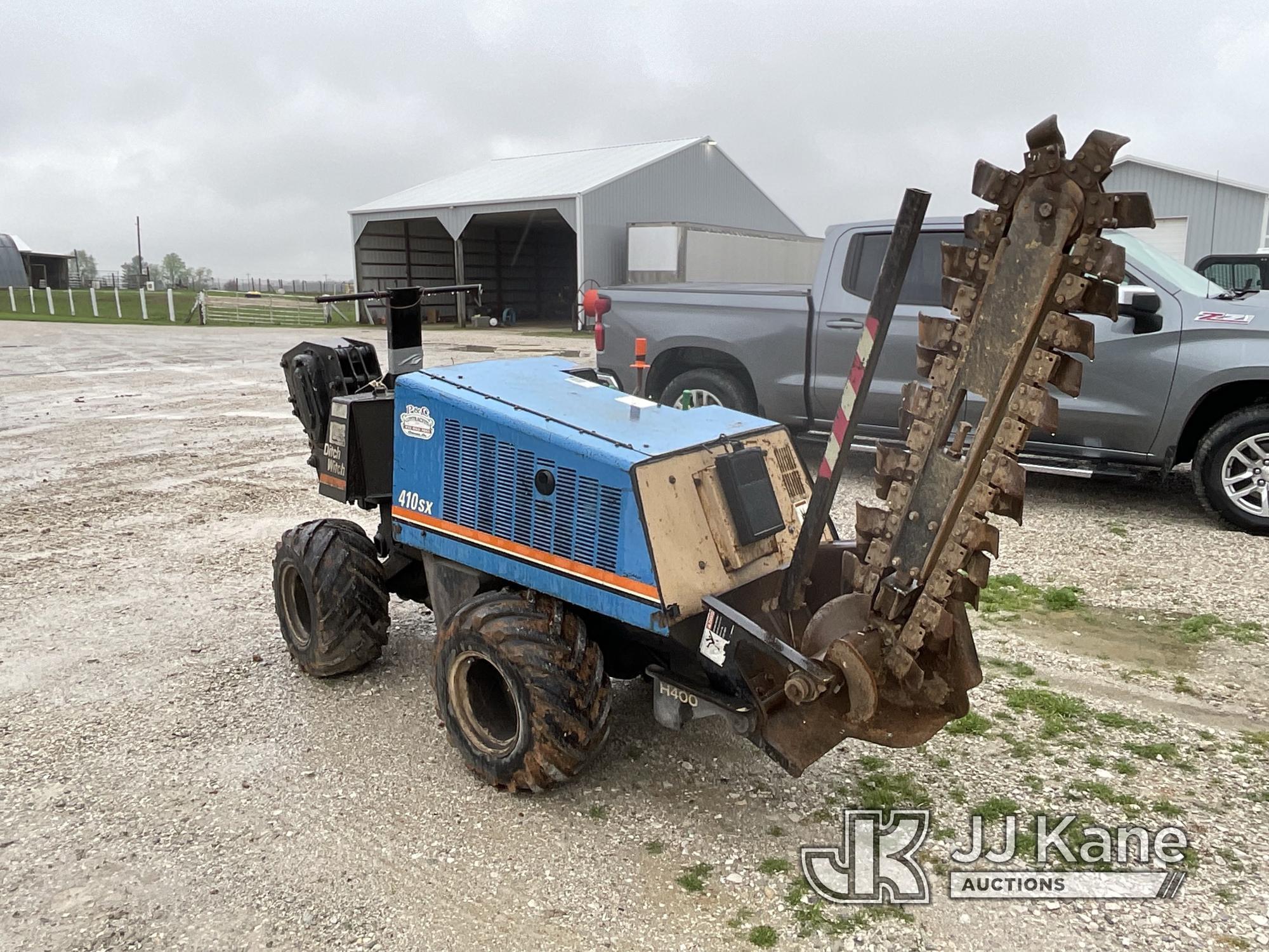 (Orleans, IN) Ditch Witch 410SXD Walk Beside Articulating Combo Trencher/Vibratory Cable Plow Runs,