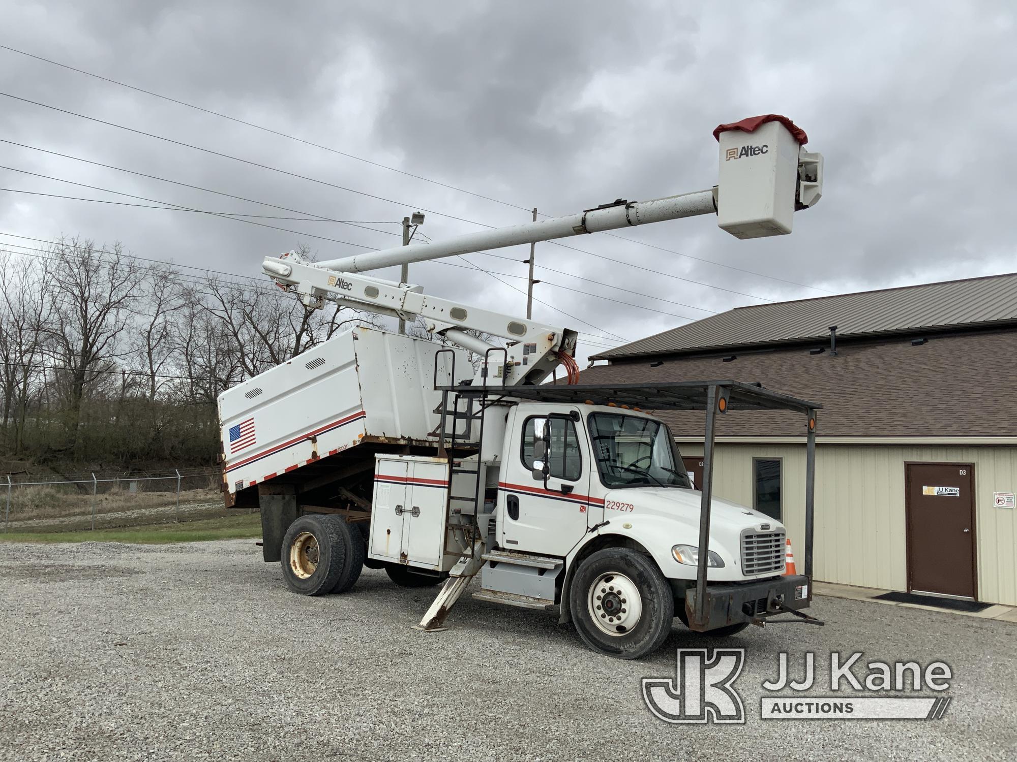 (Fort Wayne, IN) Altec LRV56, Over-Center Bucket Truck mounted behind cab on 2012 Freightliner M2 10