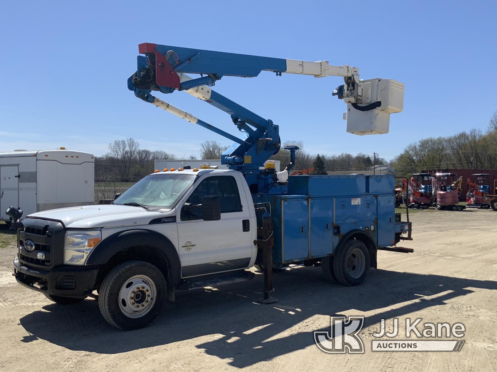 (Charlotte, MI) HiRanger LT38, Articulating & Telescopic Bucket Truck mounted behind cab on 2014 For