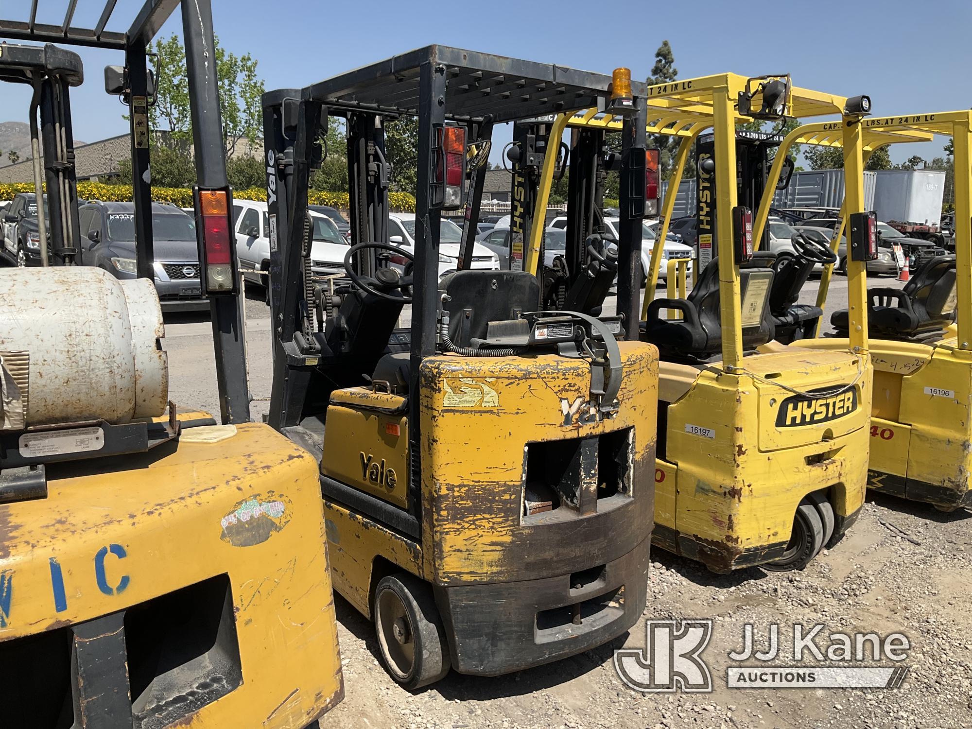 (Jurupa Valley, CA) Yale GLC030AFNUAE082 Solid Tired Forklift Bill of Sale Only, Not Running, Missin