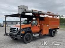 (Verona, KY) Altec LR756, Over-Center Bucket Truck mounted behind cab on 2013 Ford F750 Chipper Dump