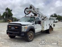 Altec AT37G, Articulating & Telescopic Bucket mounted behind cab on 2011 Ford F550 4x4 Utility Truck