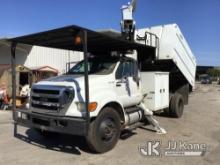 (Ocala, FL) Altec LR756, Over-Center Bucket Truck mounted behind cab on 2013 Ford F750 Chipper Dump