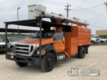 (San Antonio, TX) Altec LR756, Over-Center Bucket Truck rear mounted on 2013 Ford F750 Chipper Dump