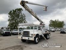 Altec LRIII-55, Over-Center Bucket Truck rear mounted on 1996 Ford F800 Flatbed/Utility Truck Runs, 