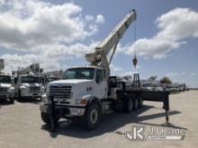 National 1400H, Hydraulic Truck Crane mounted behind cab on 2007 Sterling LT7500 Tri-Axle Flatbed/Ut