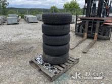 (Shrewsbury, MA) (5) 8x170 bolt pattern Ford Steel Wheels with 275/70R18 Tires & Hubcaps (Used) (Sel