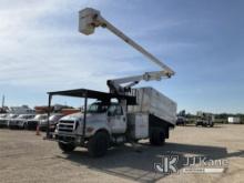 Altec LR756, Over-Center Bucket Truck mounted behind cab on 2012 Ford F750 Chipper Dump Truck Runs, 