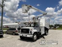 Terex/Telelect Hi-Ranger XT-55, Over-Center Bucket Truck mounted behind cab on 2002 GMC C7500 Chippe