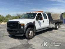 (Salt Lake City, UT) 2008 Ford F550 4x4 Flatbed Truck Runs, Moves & Operates) (Check Engine Light On