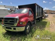 2004 Ford F750 Chipper Dump Truck Not Running, Condition Unknown, NOT ROADWORTHY, BUYER RESPONSIBLE 