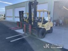 Hyster H120XM Solid Tired Forklift Runs, Moves & Operates) ( will sell with unit, contents will be e