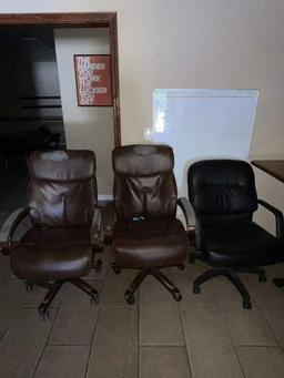4 ADJUSTABLE HEIGHT BLUEPRINT/WORK TABLES; (4) METAL LATERAL FILE CABINETS; (5) ROLLING OFFICE CHAIR