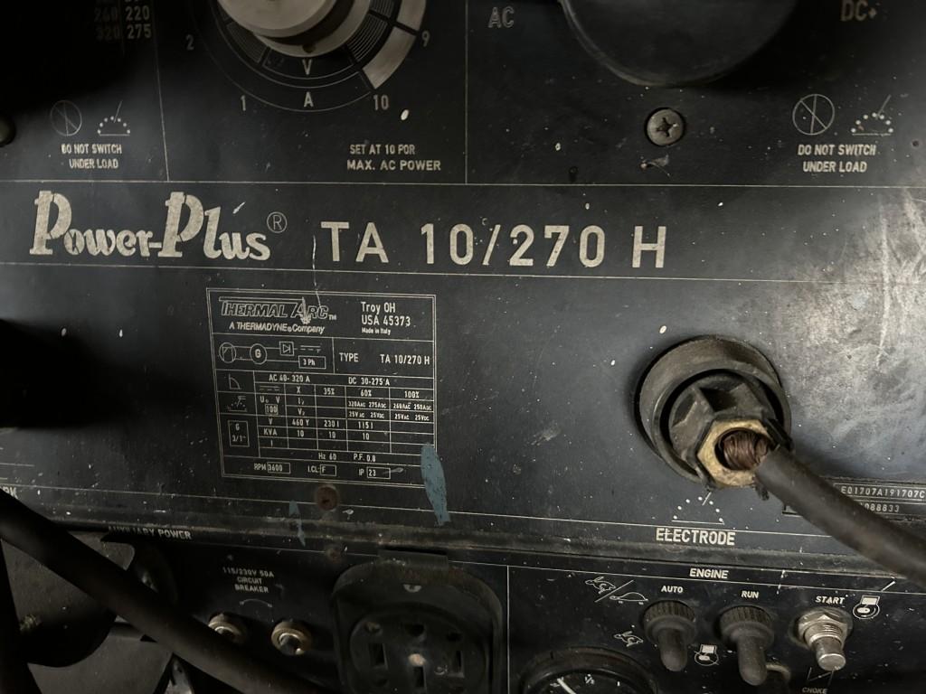 THERMAL ARC POWER PLUS TA 10/270H AC/DC WELDING GENERATOR, PREDATOR ENGINE, 460V AV 3-PHASE, S/N: E0