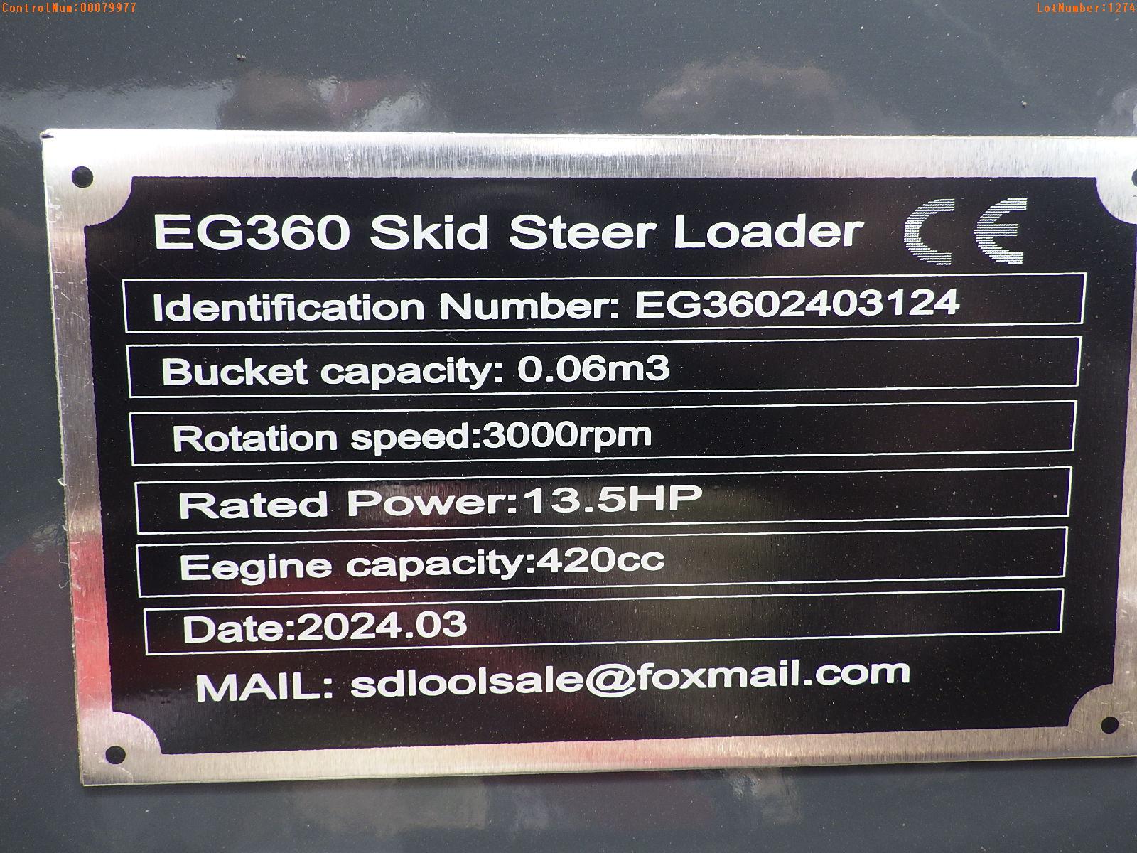 5-01274 (Equip.-Loader skid steer)  Seller:Private/Dealer EGN EG360 WALK BEHIND