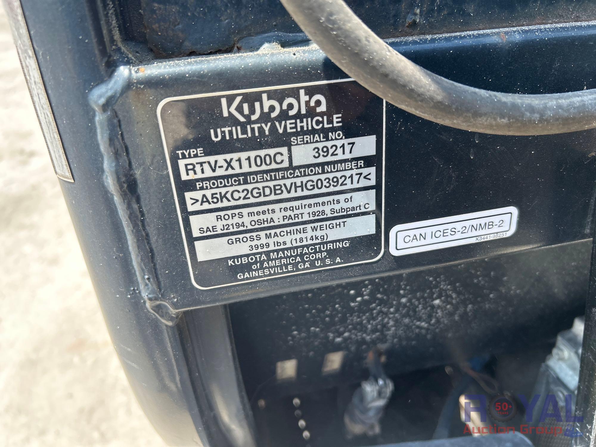 2018 Kubota RTV-X1100C 4x4 Utility Cart