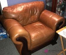 Brown leather chair/ottoman