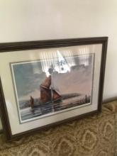 "Full Sail at Dawn" 1984 Signed Maurice Harvey Art 26 inch x 22 inch