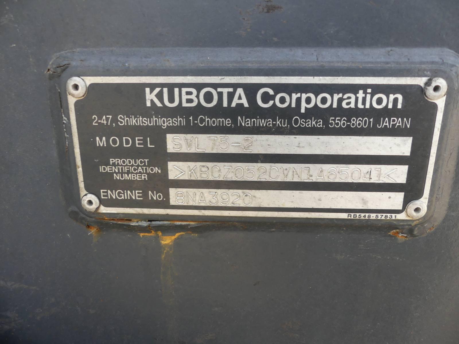 2022 Kubota SVL75-2 Skid Steer, s/n 65041 (Salvage): Encl. Cab, High Flow,